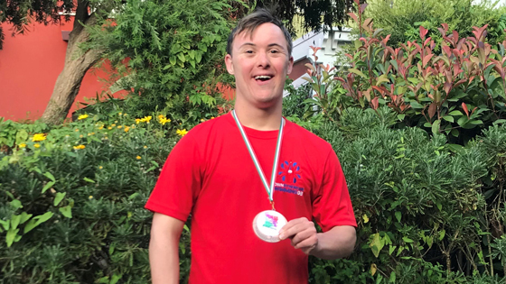 Student with medal