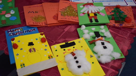 Picture of our students Christmas card creations