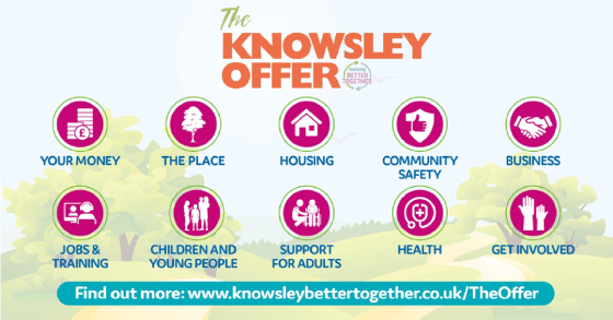 Artwork showing what the Knowsley Offer is, also listed in text above.