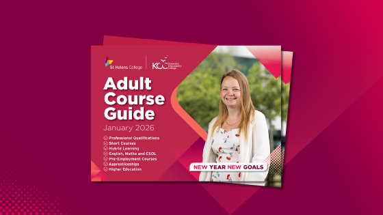 Picture of a member of staff offering advice to a students. Links through to apply to one of our courses